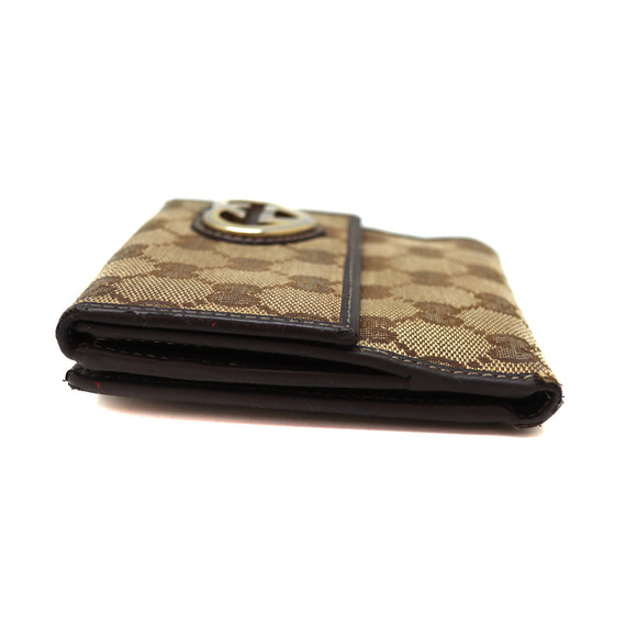 Gucci Double hook Wallet Beige Brown Canvas Leather - Picture 5 of 8
